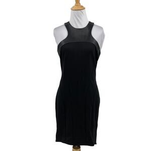 Kymerah Dress Womens 8 Black Lambskin Leather Panel Halter Racerback Back Zip